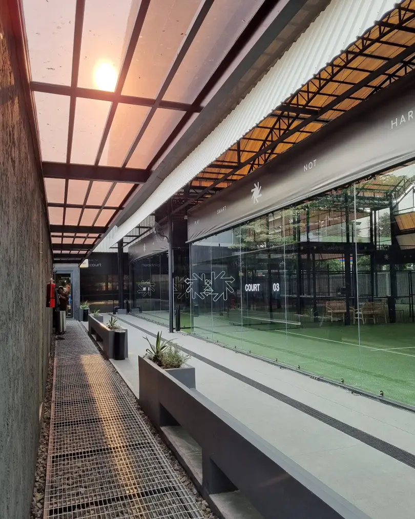 Walkway beside the courts