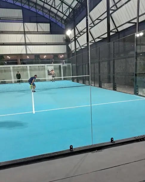 The light-blue padel court