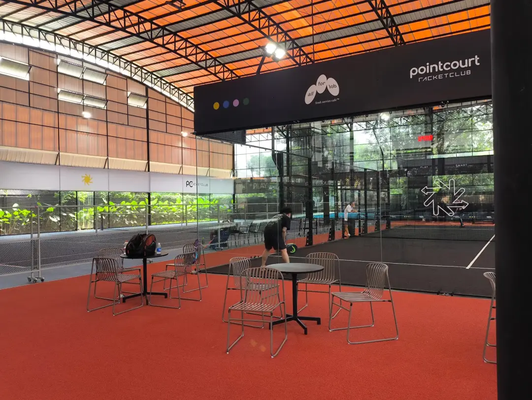 Courtside lounge on terracotta flooring